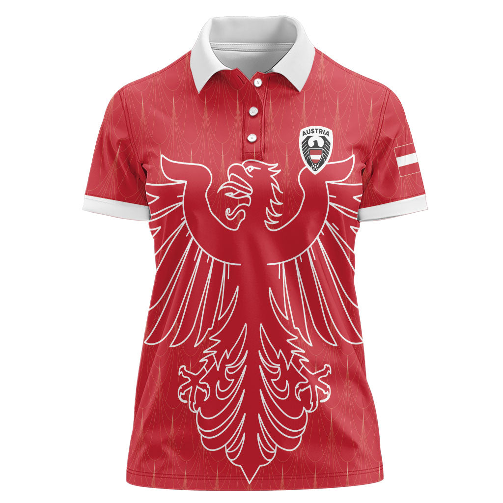 Custom World Football 2026 Austria Women Polo Shirt Austrian Eagles Red Glory