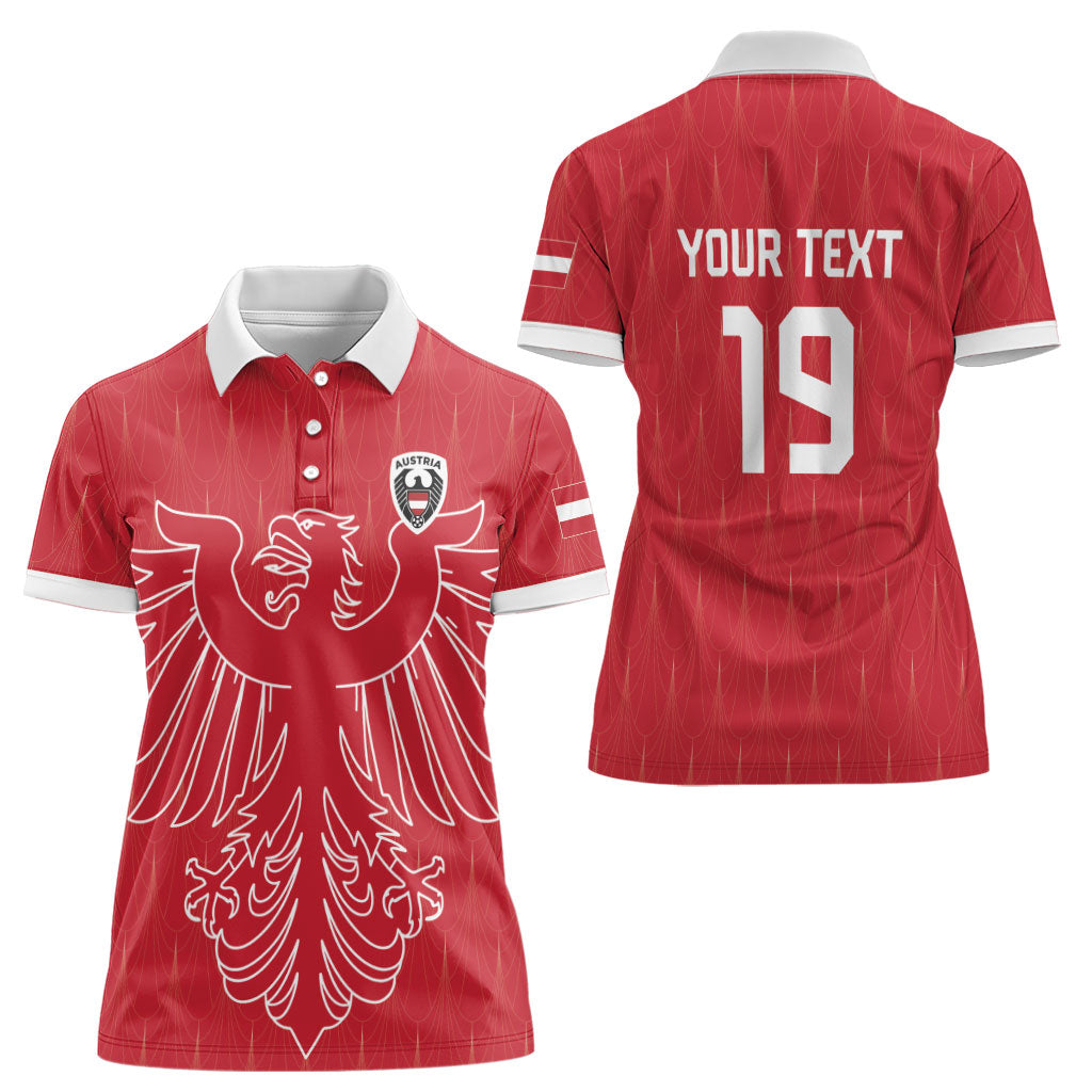 Custom World Football 2026 Austria Women Polo Shirt Austrian Eagles Red Glory