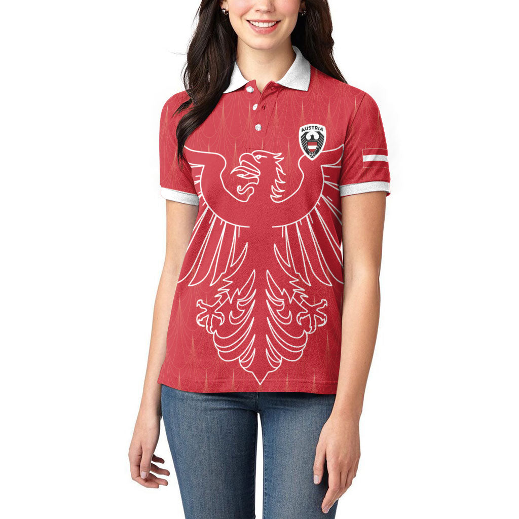 Custom World Football 2026 Austria Women Polo Shirt Austrian Eagles Red Glory