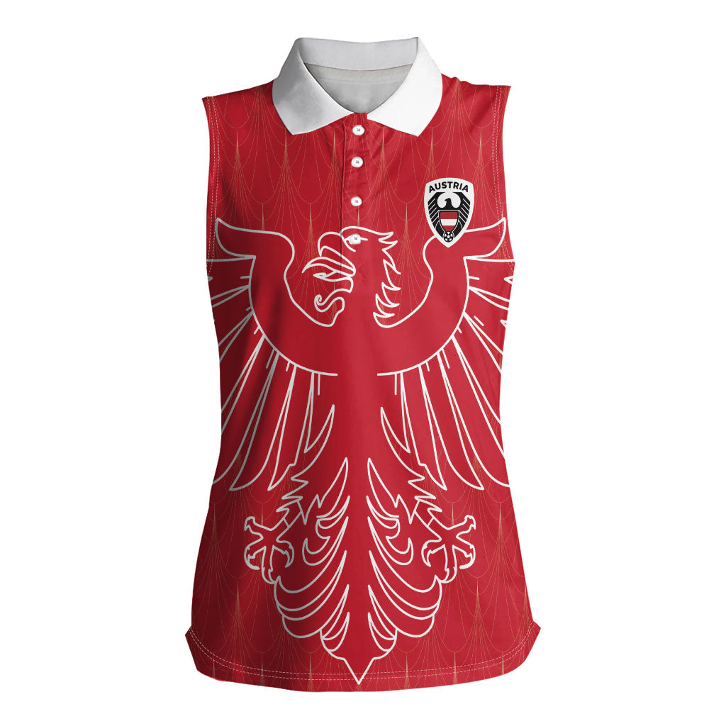 Custom World Football 2026 Austria Women Sleeveless Polo Shirt Austrian Eagles Red Glory