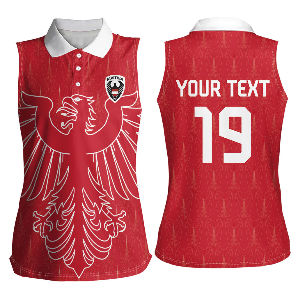 Custom World Football 2026 Austria Women Sleeveless Polo Shirt Austrian Eagles Red Glory