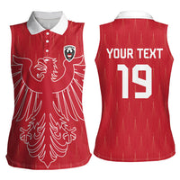 Custom World Football 2026 Austria Women Sleeveless Polo Shirt Austrian Eagles Red Glory