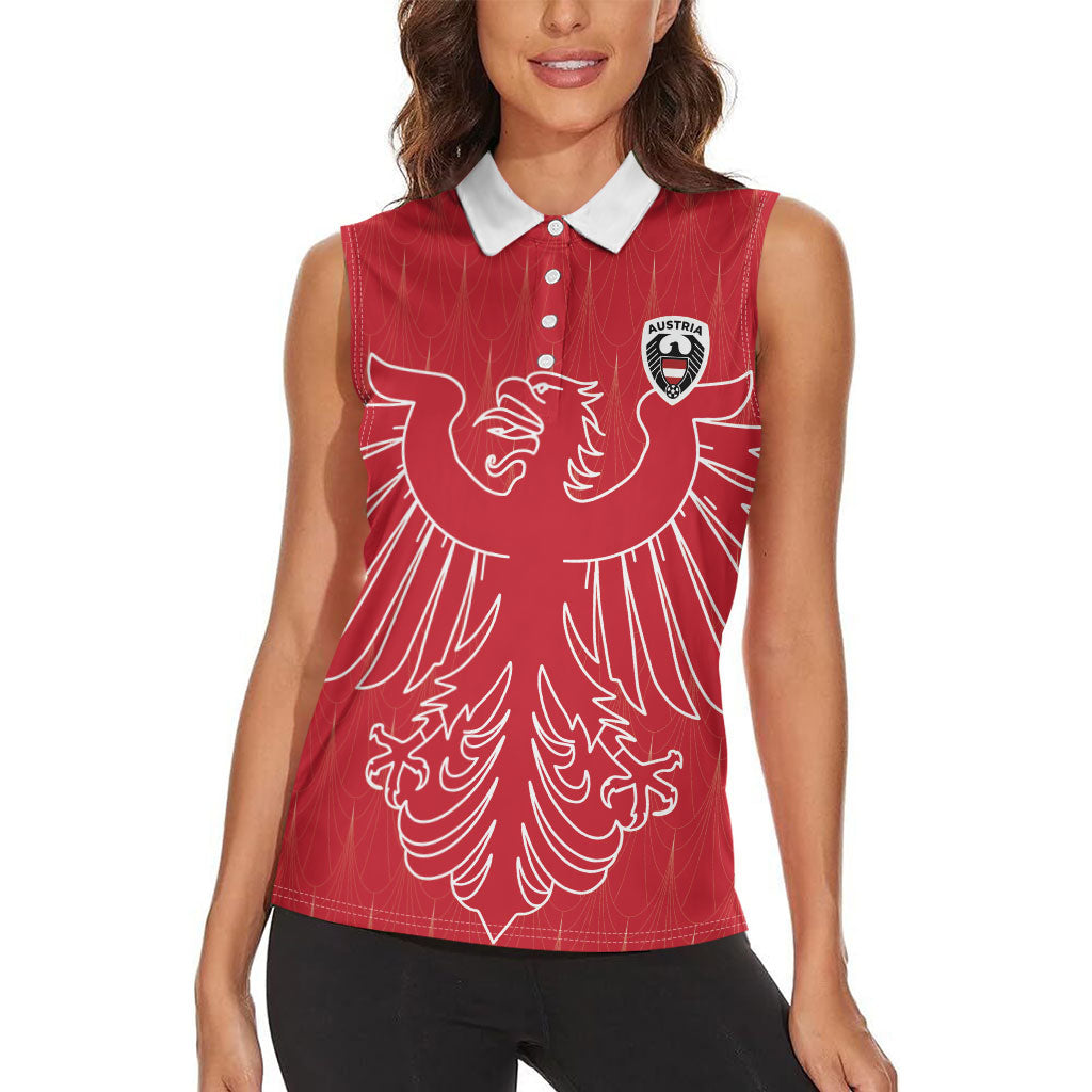 Custom World Football 2026 Austria Women Sleeveless Polo Shirt Austrian Eagles Red Glory