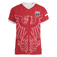 Custom World Football 2026 Austria Women V-Neck T-Shirt Austrian Eagles Red Glory
