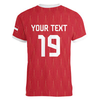 Custom World Football 2026 Austria Women V-Neck T-Shirt Austrian Eagles Red Glory