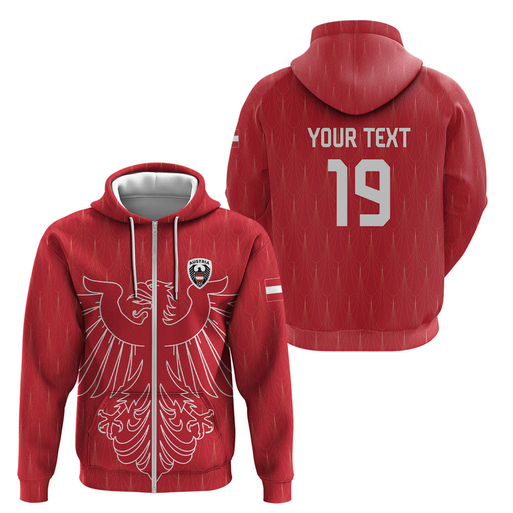 Custom World Football 2026 Austria Zip Hoodie Austrian Eagles Red Glory