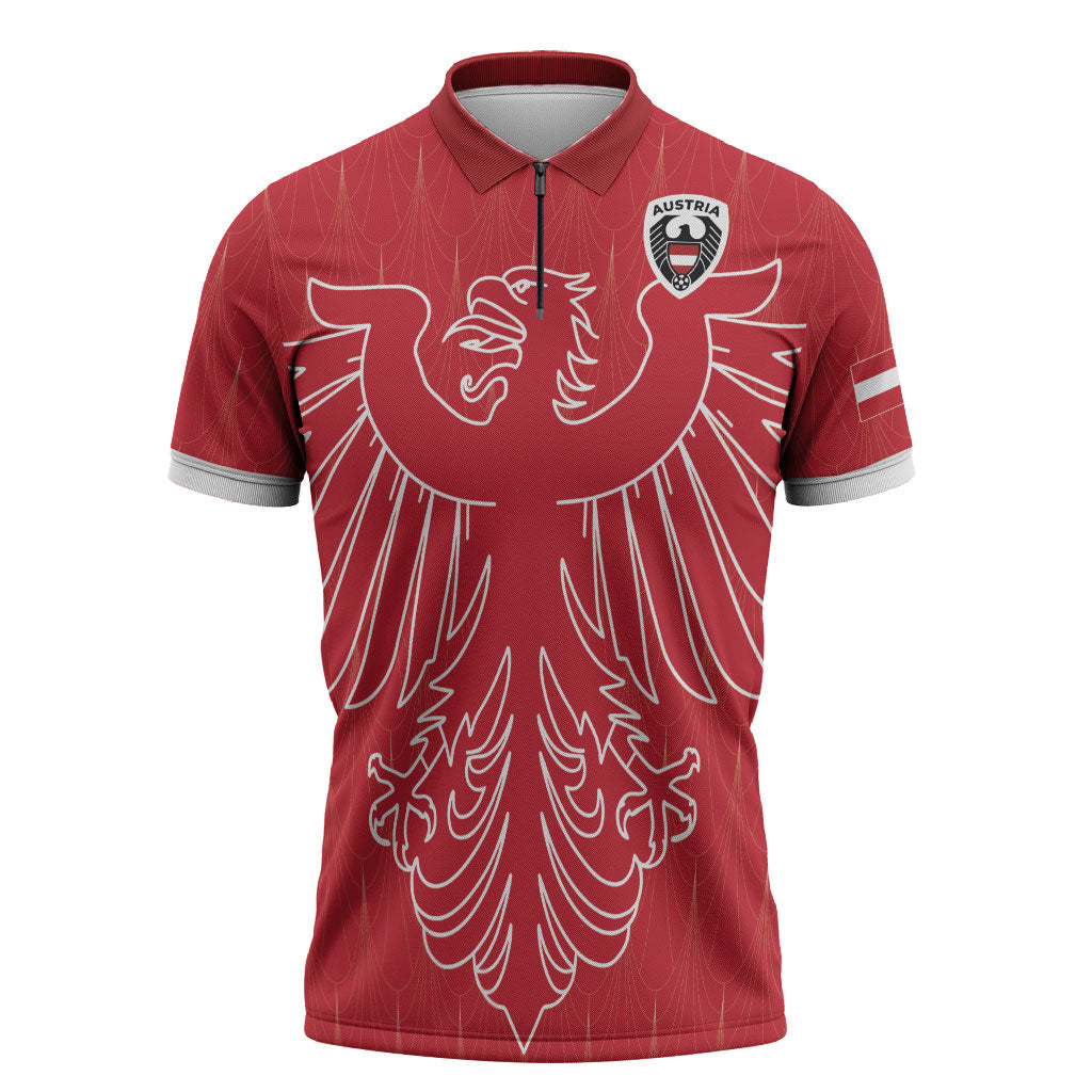 Custom World Football 2026 Austria Zipper Polo Shirt Austrian Eagles Red Glory