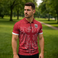 Custom World Football 2026 Austria Zipper Polo Shirt Austrian Eagles Red Glory