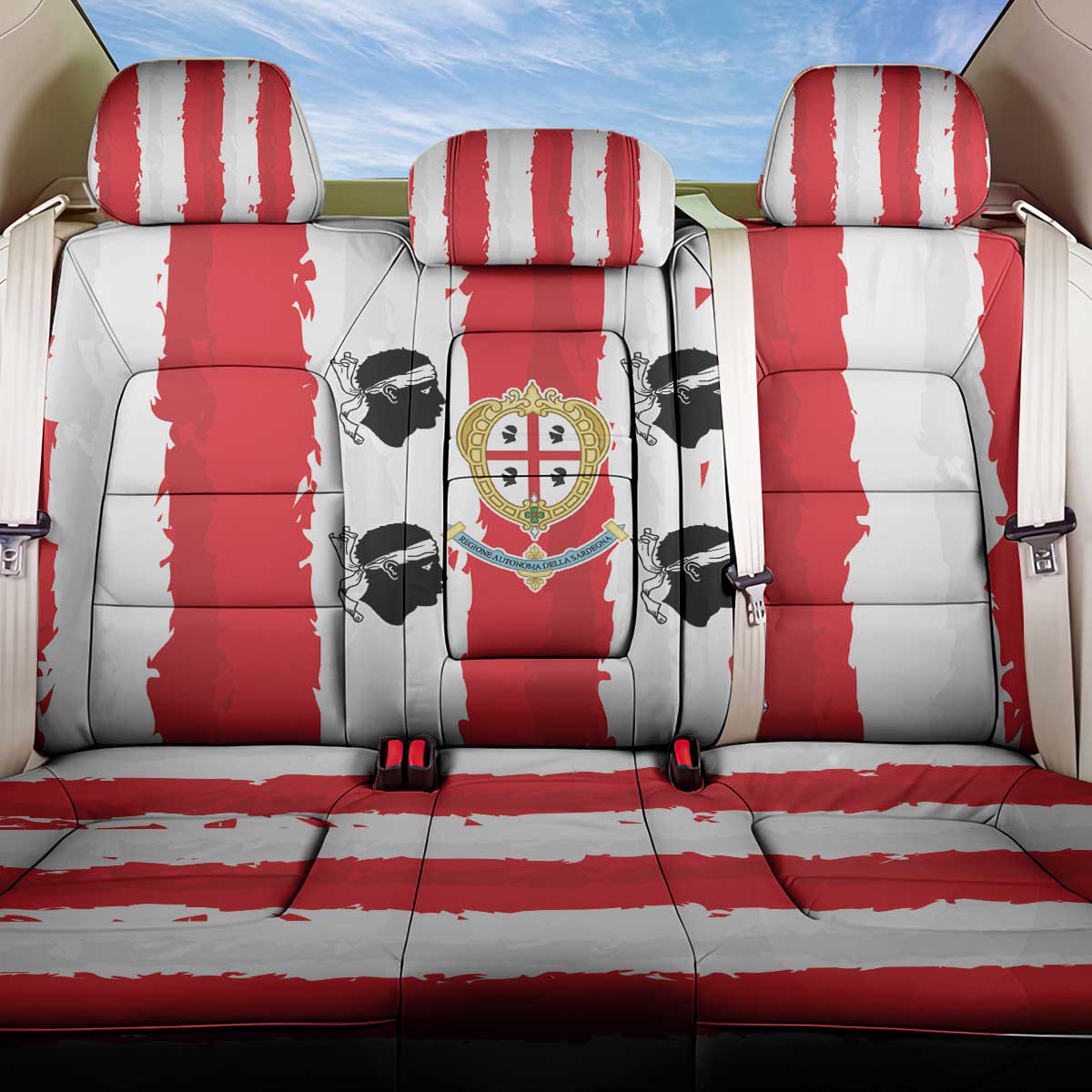 Italy Sardinia Back Car Seat Cover Moor's Head With Coat Of Arms - Wonder Print Shop