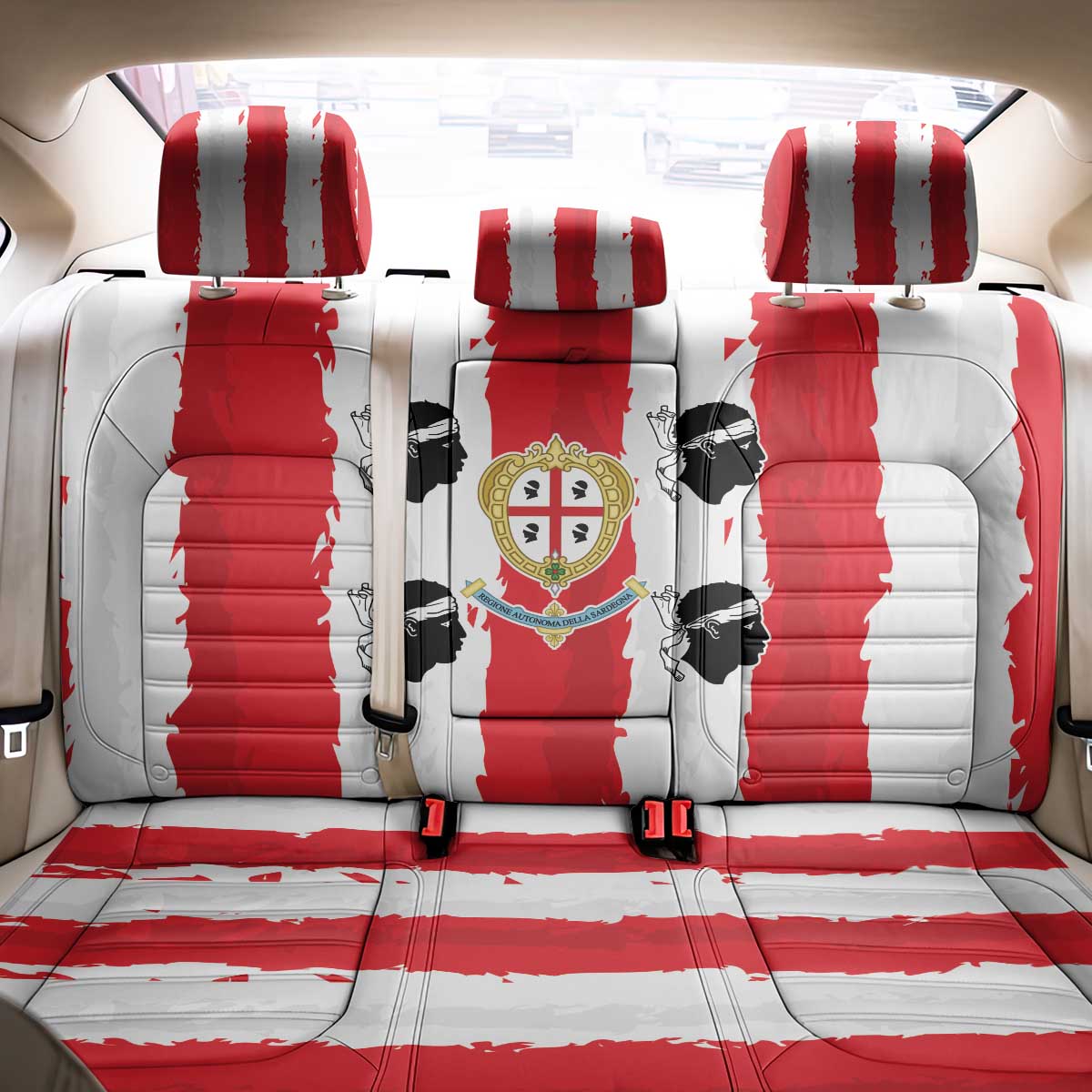 Italy Sardinia Back Car Seat Cover Moor's Head With Coat Of Arms - Wonder Print Shop