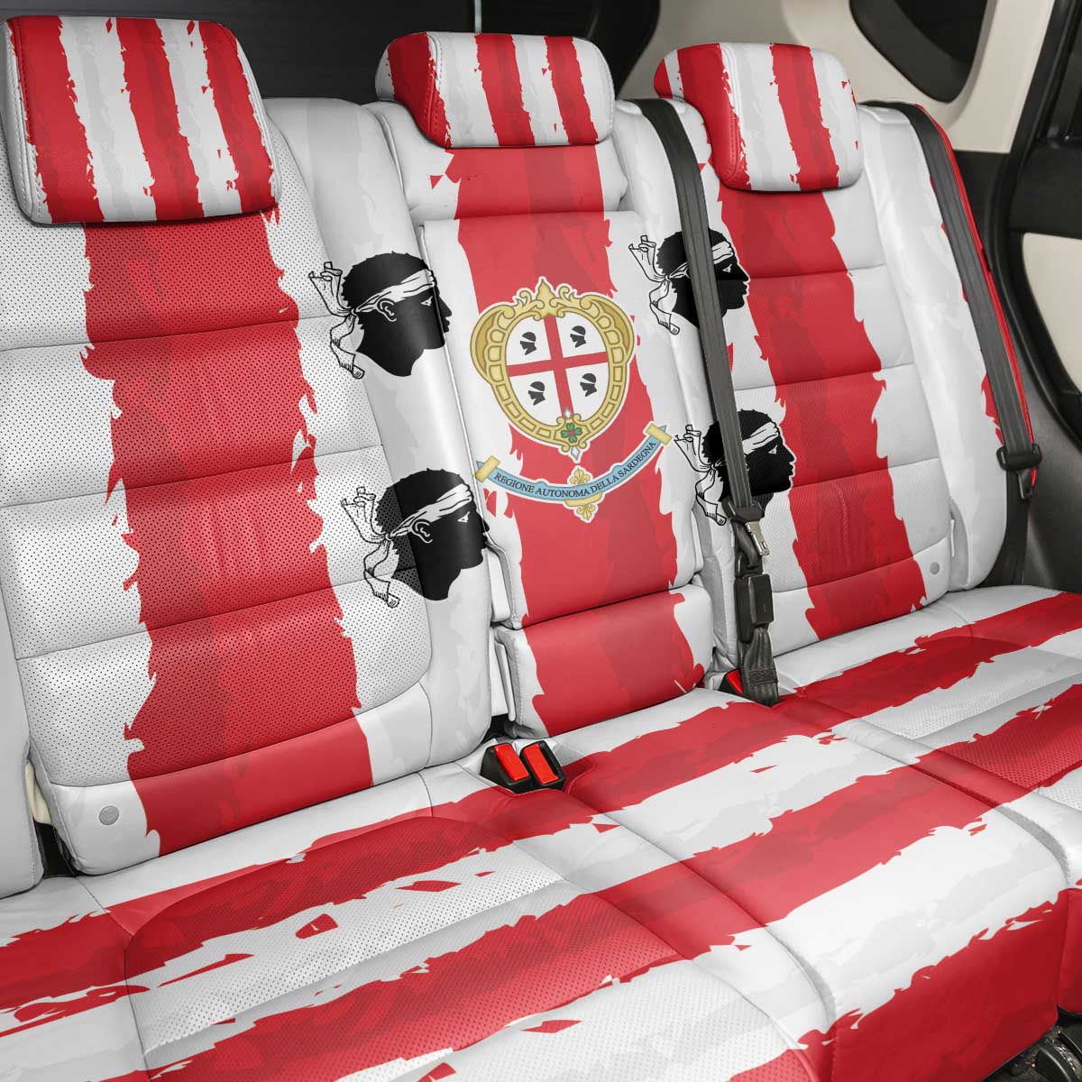 Italy Sardinia Back Car Seat Cover Moor's Head With Coat Of Arms - Wonder Print Shop