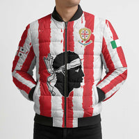 Italy Sardinia Bomber Puffer Jacket Moor's Head With Coat Of Arms - Wonder Print Shop