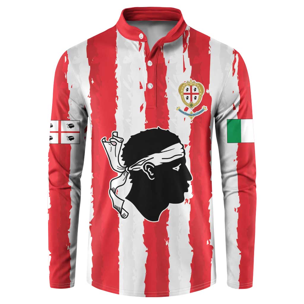 Italy Sardinia Button Sweatshirt Moor's Head With Coat Of Arms LT19