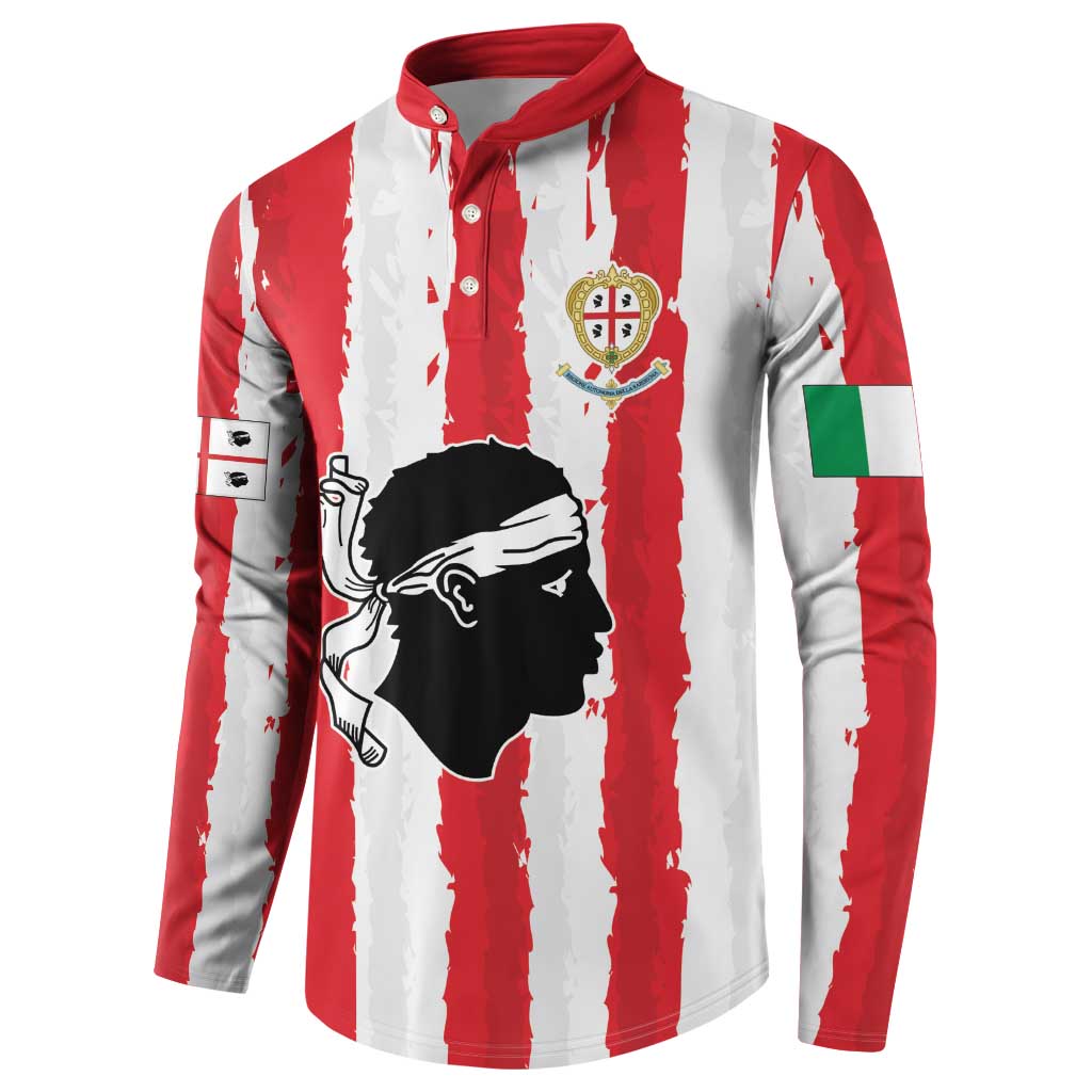 Italy Sardinia Button Sweatshirt Moor's Head With Coat Of Arms LT19