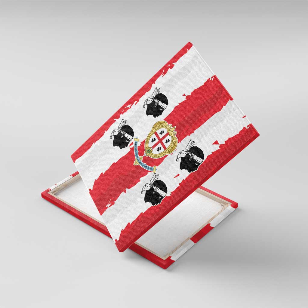 Italy Sardinia Canvas Wall Art Moor's Head With Coat Of Arms - Wonder Print Shop