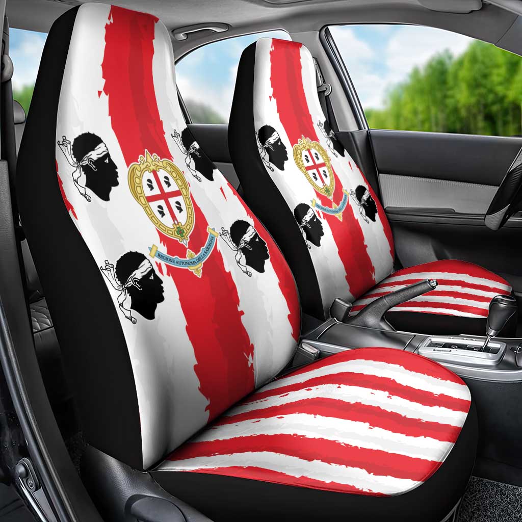 Italy Sardinia Car Seat Cover Moor's Head With Coat Of Arms - Wonder Print Shop
