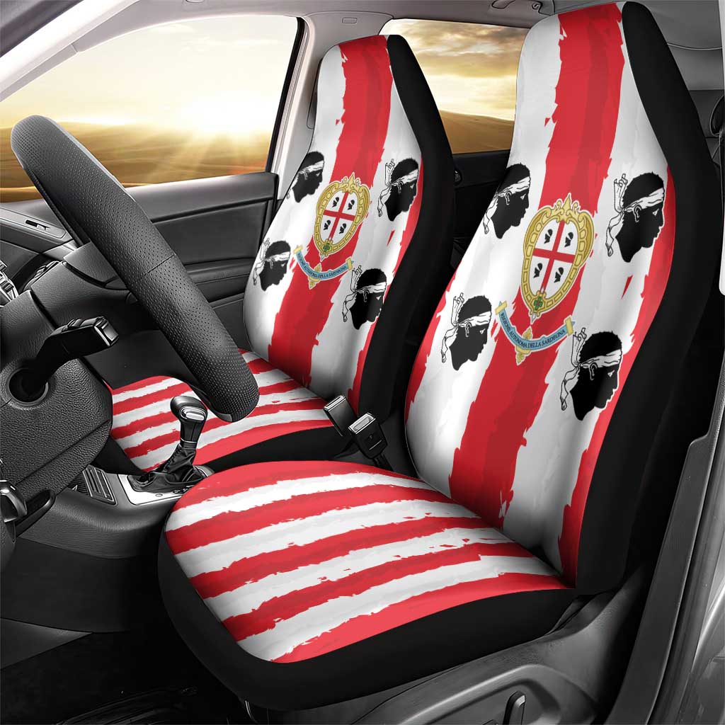 Italy Sardinia Car Seat Cover Moor's Head With Coat Of Arms - Wonder Print Shop