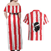 Italy Sardinia Couples Matching Off Shoulder Maxi Dress and Hawaiian Shirt Moor's Head With Coat Of Arms LT19