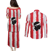 Italy Sardinia Couples Matching Puletasi and Long Sleeve Button Shirt Moor's Head With Coat Of Arms LT19