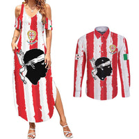 Italy Sardinia Couples Matching Summer Maxi Dress and Long Sleeve Button Shirt Moor's Head With Coat Of Arms LT19