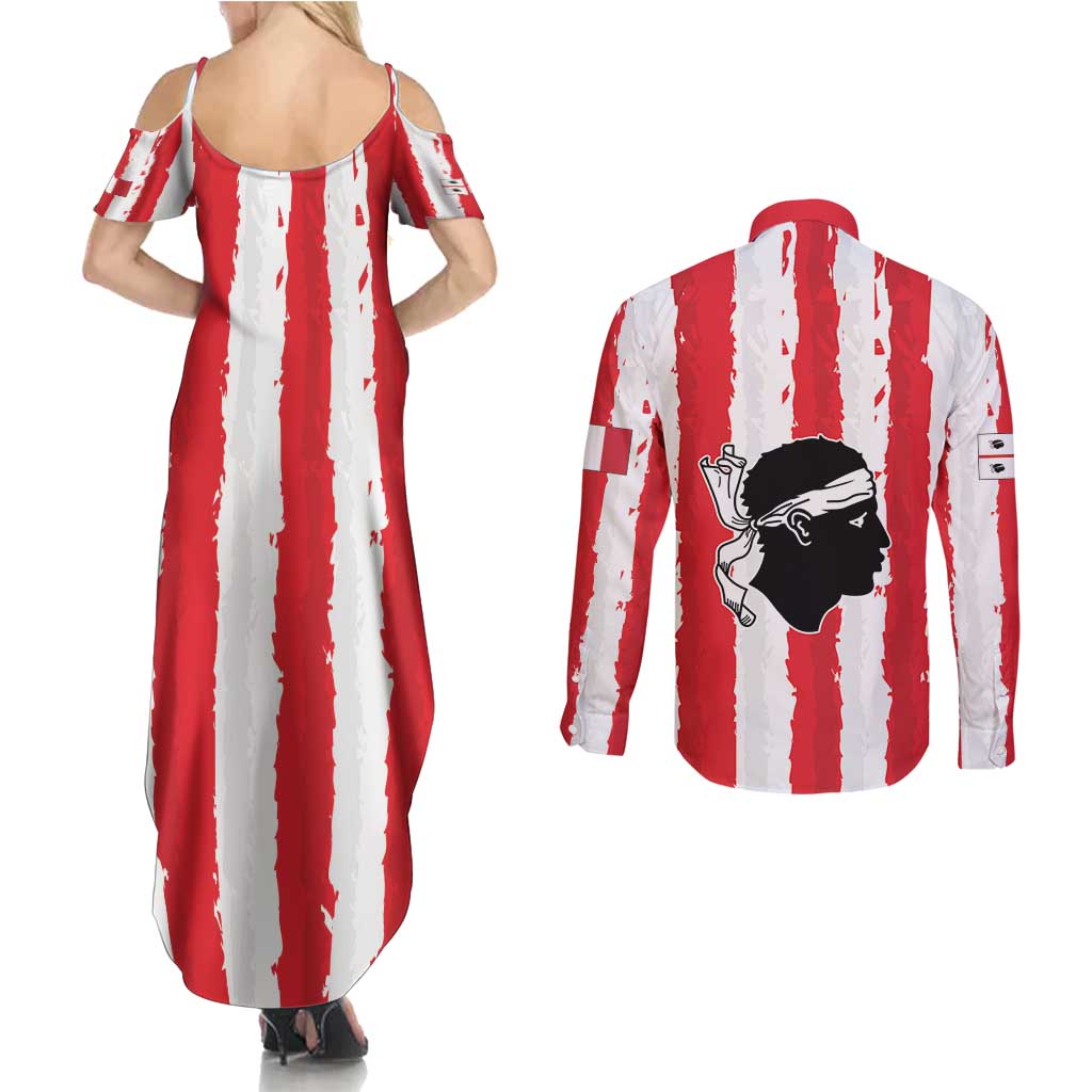 Italy Sardinia Couples Matching Summer Maxi Dress and Long Sleeve Button Shirt Moor's Head With Coat Of Arms LT19