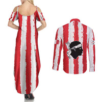 Italy Sardinia Couples Matching Summer Maxi Dress and Long Sleeve Button Shirt Moor's Head With Coat Of Arms LT19