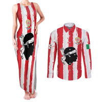 Italy Sardinia Couples Matching Tank Maxi Dress and Long Sleeve Button Shirt Moor's Head With Coat Of Arms LT19