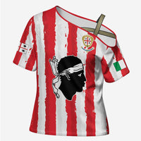 Italy Sardinia Cross Shoulder Shirt Moor's Head With Coat Of Arms - Wonder Print Shop