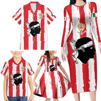 Italy Sardinia Family Matching Long Sleeve Bodycon Dress and Hawaiian Shirt Moor's Head With Coat Of Arms LT19