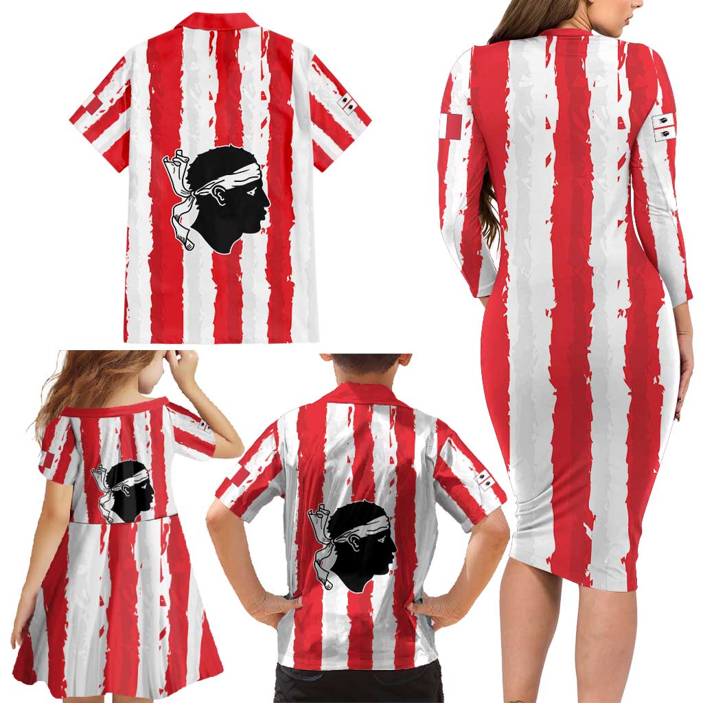 Italy Sardinia Family Matching Long Sleeve Bodycon Dress and Hawaiian Shirt Moor's Head With Coat Of Arms LT19