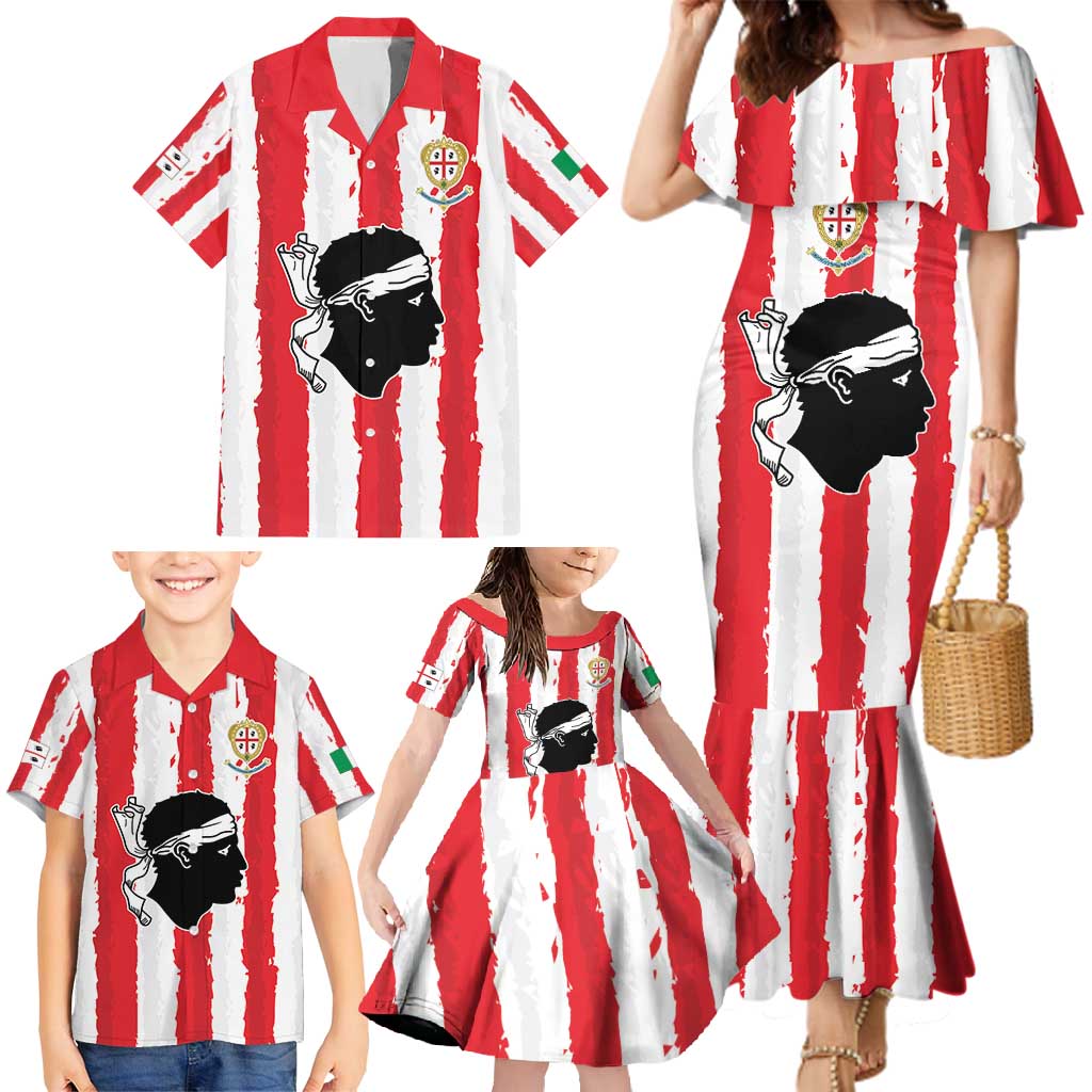 Italy Sardinia Family Matching Mermaid Dress and Hawaiian Shirt Moor's Head With Coat Of Arms LT19