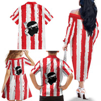 Italy Sardinia Family Matching Off The Shoulder Long Sleeve Dress and Hawaiian Shirt Moor's Head With Coat Of Arms LT19