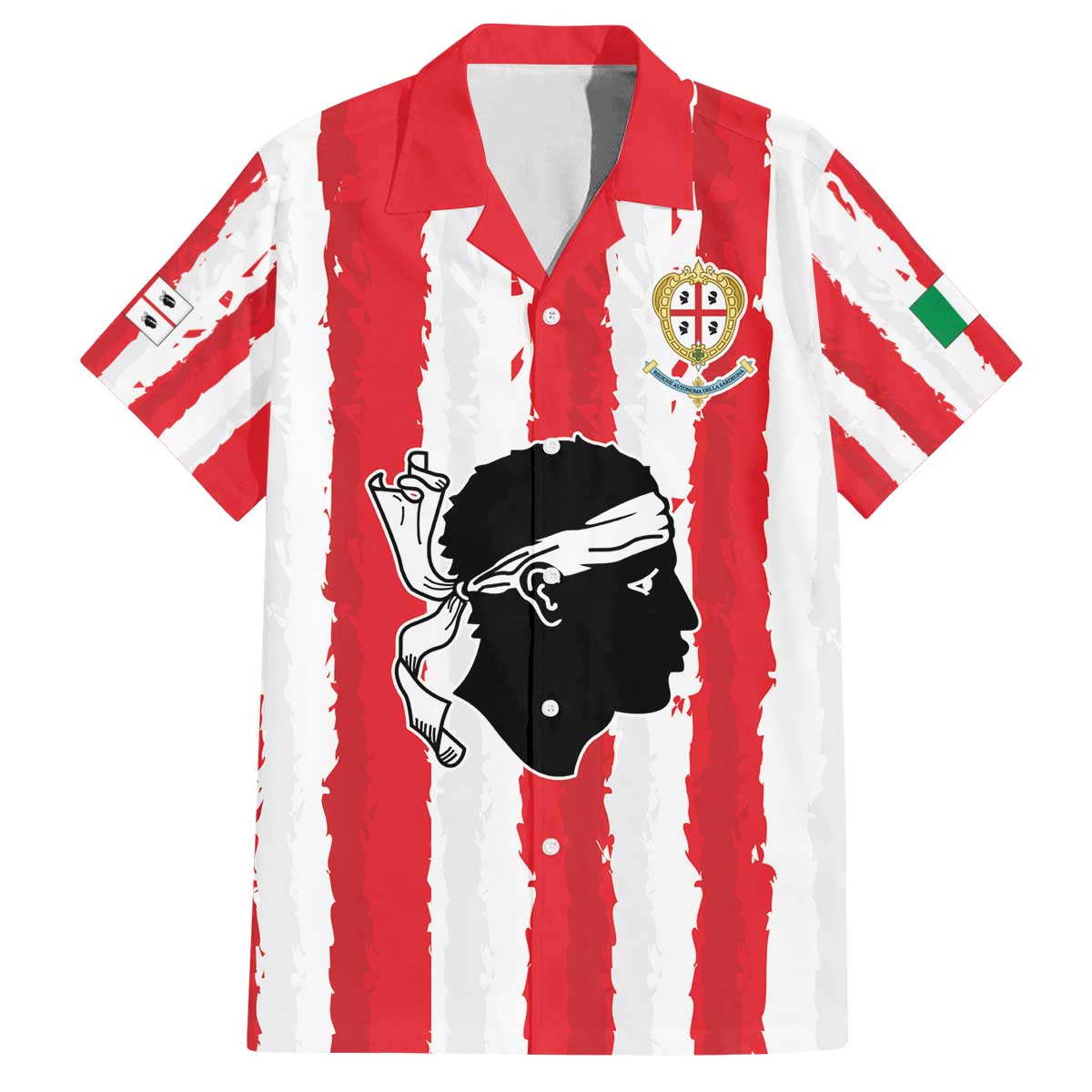 Italy Sardinia Family Matching Off The Shoulder Long Sleeve Dress and Hawaiian Shirt Moor's Head With Coat Of Arms LT19