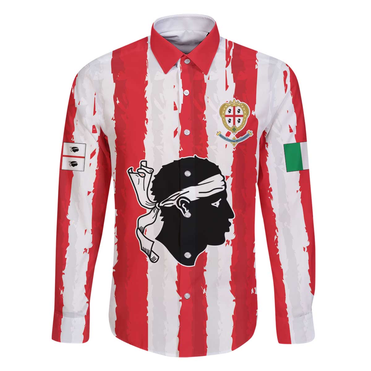 Italy Sardinia Family Matching Off The Shoulder Long Sleeve Dress and Hawaiian Shirt Moor's Head With Coat Of Arms LT19