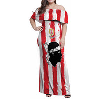 Italy Sardinia Family Matching Off Shoulder Maxi Dress and Hawaiian Shirt Moor's Head With Coat Of Arms LT19