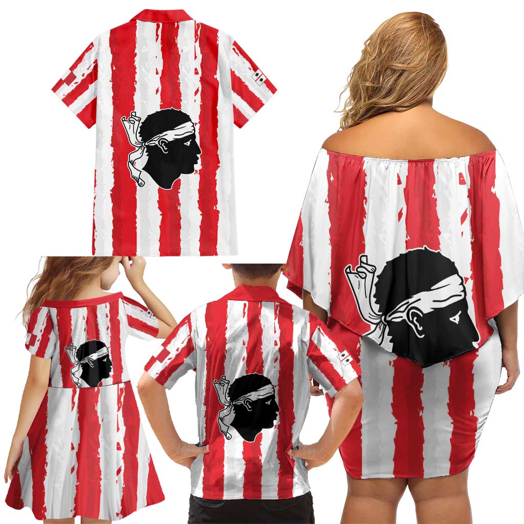 Italy Sardinia Family Matching Off Shoulder Short Dress and Hawaiian Shirt Moor's Head With Coat Of Arms LT19