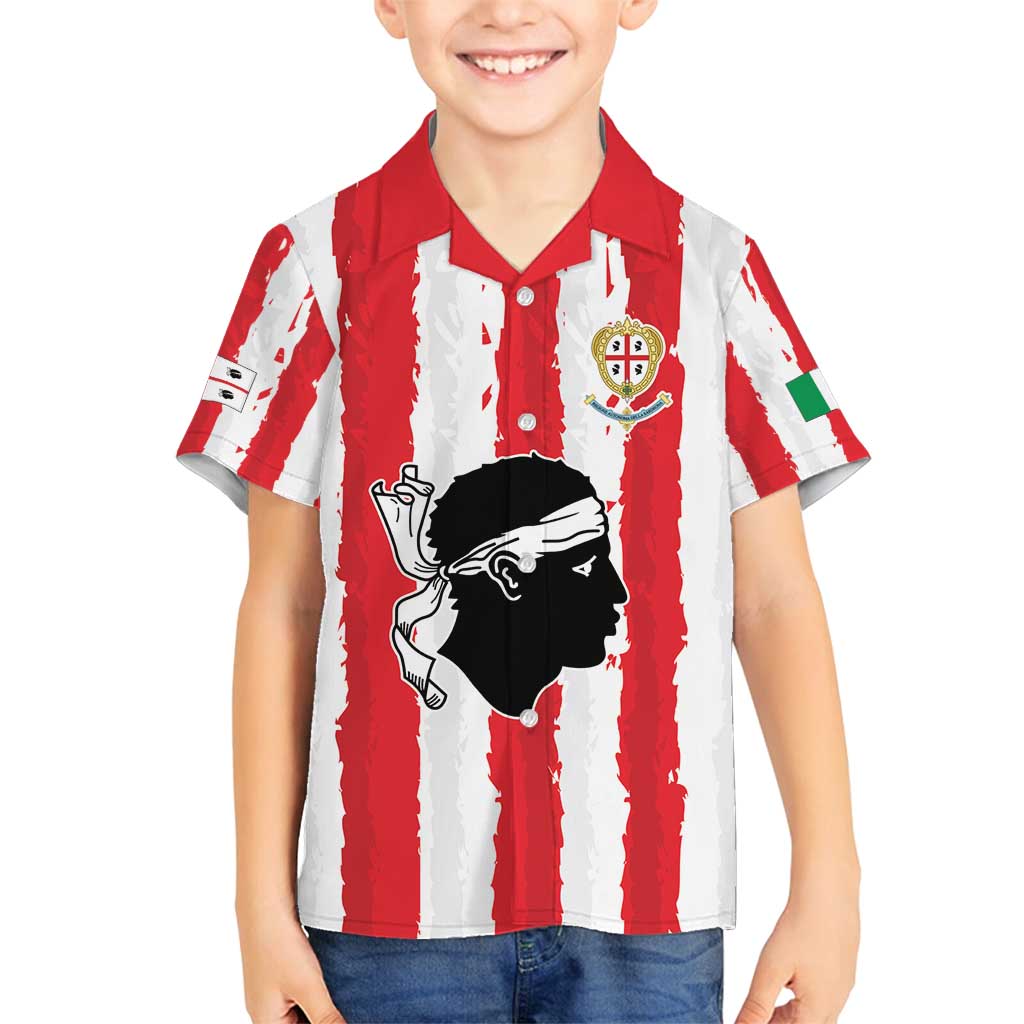 Italy Sardinia Family Matching Off Shoulder Short Dress and Hawaiian Shirt Moor's Head With Coat Of Arms LT19