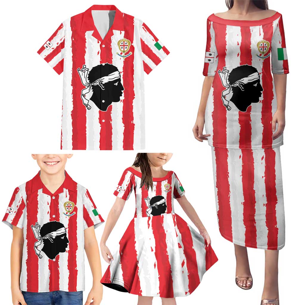 Italy Sardinia Family Matching Puletasi and Hawaiian Shirt Moor's Head With Coat Of Arms LT19