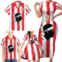 Italy Sardinia Family Matching Short Sleeve Bodycon Dress and Hawaiian Shirt Moor's Head With Coat Of Arms LT19