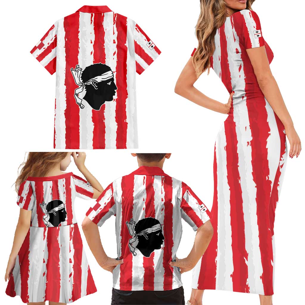 Italy Sardinia Family Matching Short Sleeve Bodycon Dress and Hawaiian Shirt Moor's Head With Coat Of Arms LT19