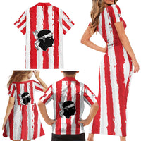 Italy Sardinia Family Matching Short Sleeve Bodycon Dress and Hawaiian Shirt Moor's Head With Coat Of Arms LT19