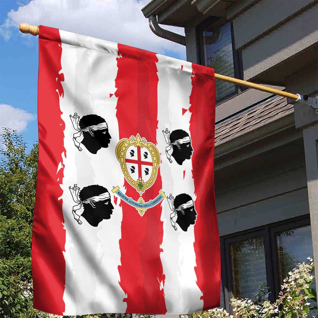 Italy Sardinia Garden Flag Moor's Head With Coat Of Arms - Wonder Print Shop