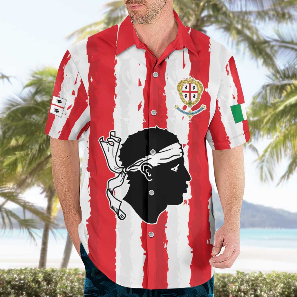 Italy Sardinia Hawaiian Shirt Moor's Head With Coat Of Arms LT19