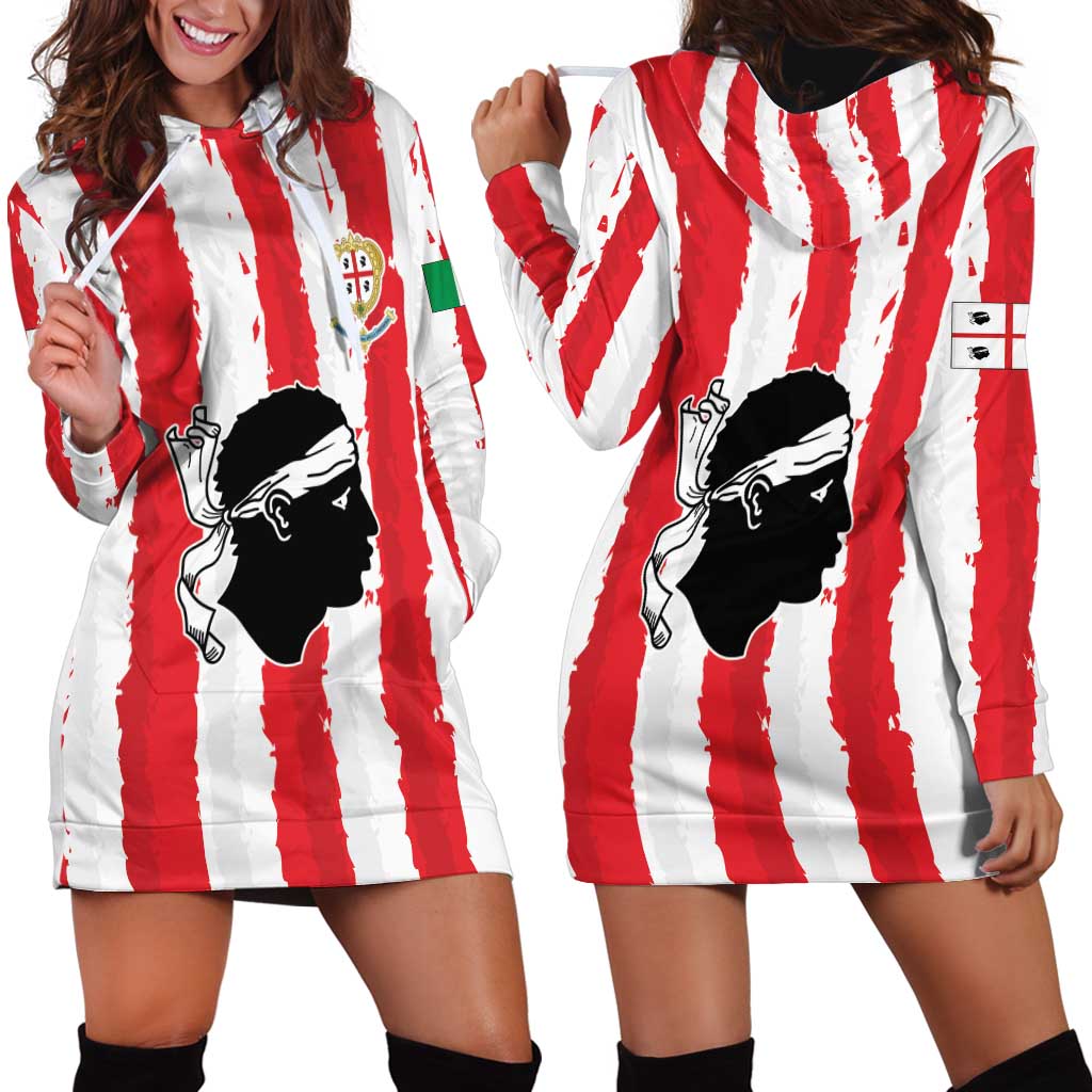 Italy Sardinia Hoodie Dress Moor's Head With Coat Of Arms LT19