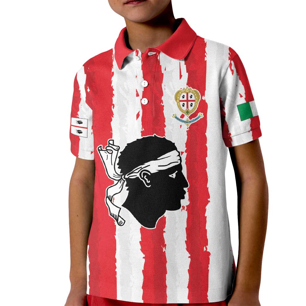 Italy Sardinia Kid Polo Shirt Moor's Head With Coat Of Arms LT19