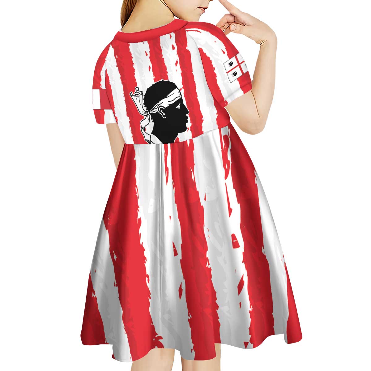 Italy Sardinia Kid Short Sleeve Dress Moor's Head With Coat Of Arms LT19