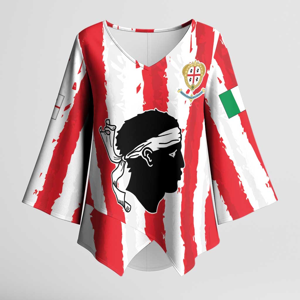 Italy Sardinia Kimono Sleeve Blouse Moor's Head With Coat Of Arms - Wonder Print Shop
