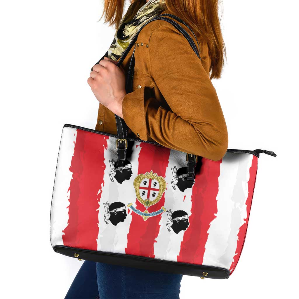 Italy Sardinia Leather Tote Bag Moor's Head With Coat Of Arms - Wonder Print Shop