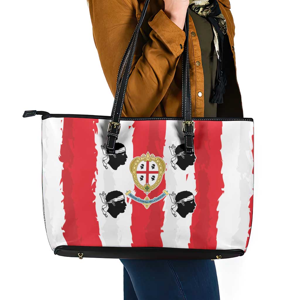 Italy Sardinia Leather Tote Bag Moor's Head With Coat Of Arms - Wonder Print Shop