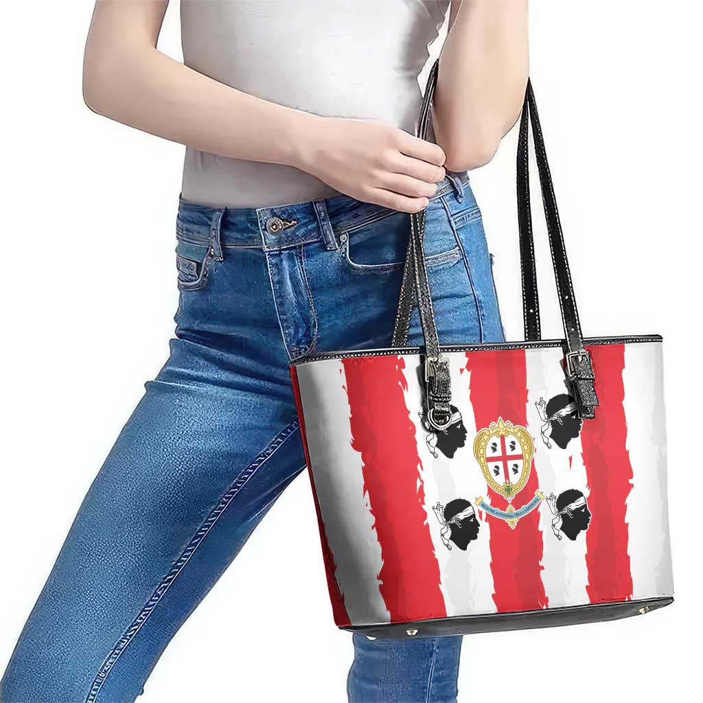 Italy Sardinia Leather Tote Bag Moor's Head With Coat Of Arms - Wonder Print Shop